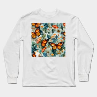 Monarch Butterflies Watercolor 22 Long Sleeve T-Shirt